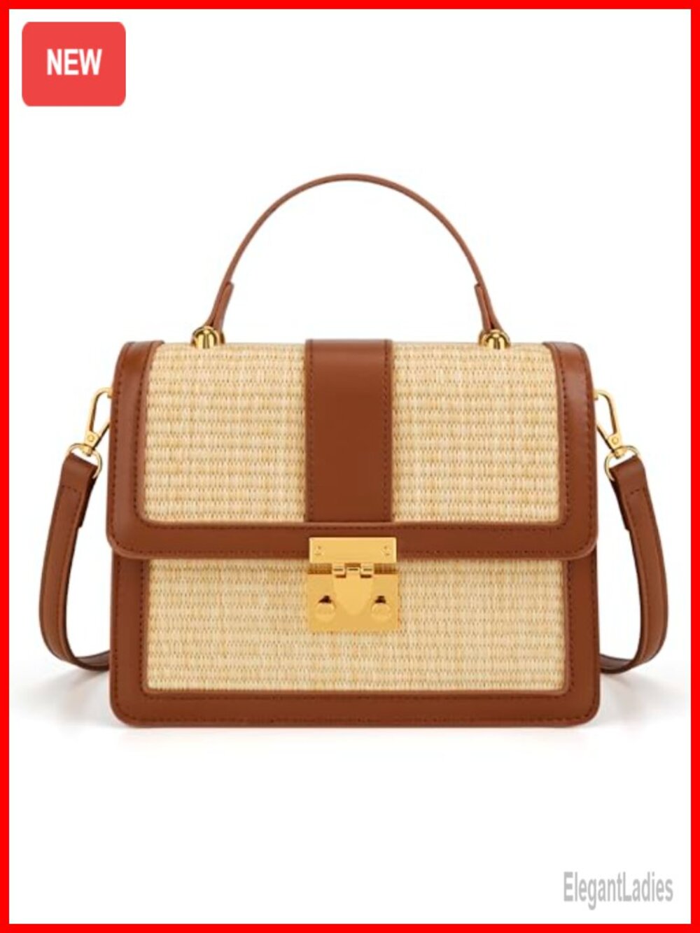 Straw Crossbody Bag for Women Summer Beach Clutch - Woven Purse with PU Leather